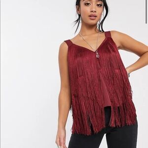 ASOS DESIGN Petite fringe cami v neck cami